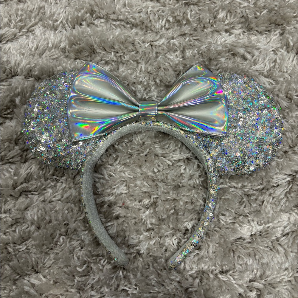 Silver Sequence Mickey Mouse Ears - image 1